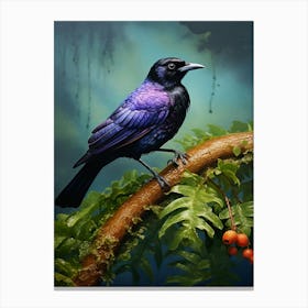 Aerial Grace: Purple-Throated Fruitcrow Print Canvas Print
