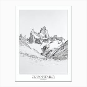 Cerro Fitz Roy Argentina Line Drawing 4 Poster Canvas Print