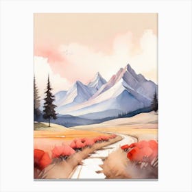 Tranquil Mountains In Minimalist Watercolor Vertical Composition 27 Canvas Print