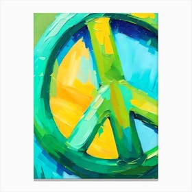 Blue and Green Peace Sign Canvas Print