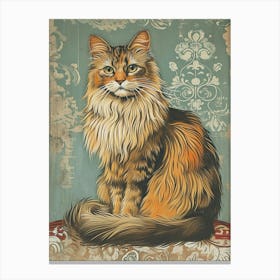 Laperm Cat Relief Illustration 3 Canvas Print