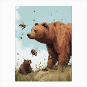 European Honey Bee Storybook Illustration 3 Canvas Print