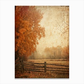 Autumn Landscape Grunge Texture Overlay Leaves In Varying Shades From Orange To Russet Decrepit W Canvas Print