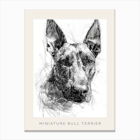 Miniature Bull Terrier Line Sketch 4 Poster Canvas Print