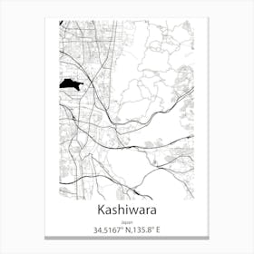 Kashiwara,Japan Minimalist Map Canvas Print