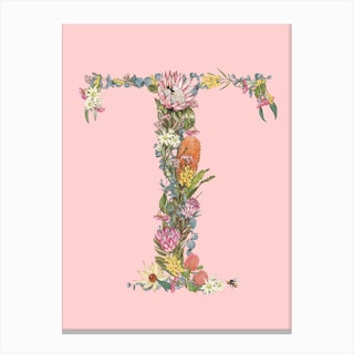 T Pink Alphabet Letter Canvas Print
