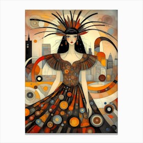 Chroma Metropolis: A Dance of Echoes Canvas Print