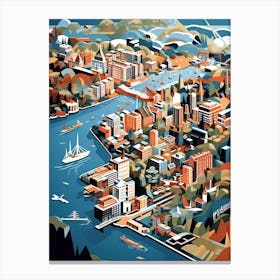 Hamburg, Germany, Geometric Illustration 3 Canvas Print