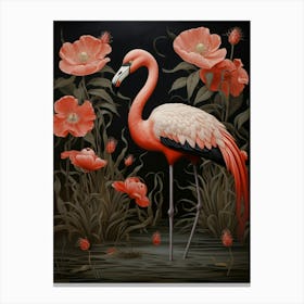 Dark And Moody Botanical Greater Flamingo 2 Canvas Print