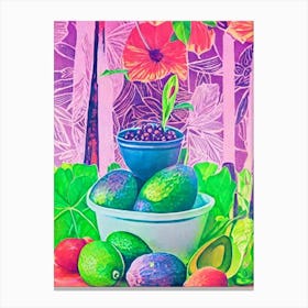 Avocado 2 Risograph Retro Poster vegetable Canvas Print