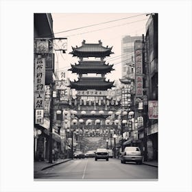 Taipei, Taiwan, Black And White Old Photo 2 Canvas Print
