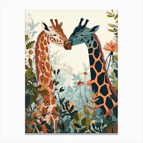 Giraffes In Love Modern Illustration 4 Canvas Print