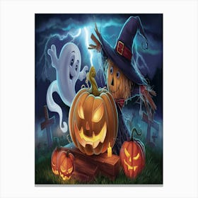 Halloween Pumpkin with hat 6 Canvas Print