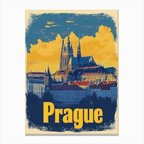 Aihrgdesign A Retro Travel Poster For Prague 4 Canvas Print