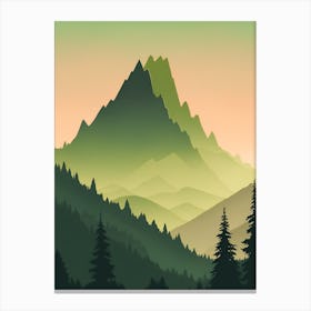 Misty Mountains Vertical Composition In Green Tone 85 Canvas Print