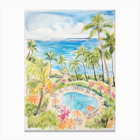 Four Seasons Resort Maui At Wailea   Maui, Hawaii   Resort Storybook Illustration 4 Canvas Print