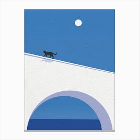 Minimal Art Cat On A Bridge Canvas Print