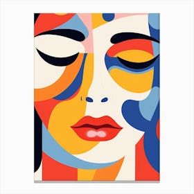 Closed Eyes Abstract Linework Face 5 Canvas Print
