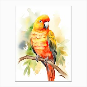 A Parrot Watercolour In Autumn Colours 2 Canvas Print