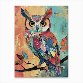 Kitsch Colourful Owl Collage 4 Canvas Print