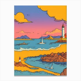 Sunset At The Lighthouse Canvas Print