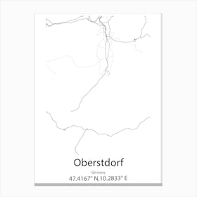 Oberstdorf,Germany Minimalist Map Canvas Print