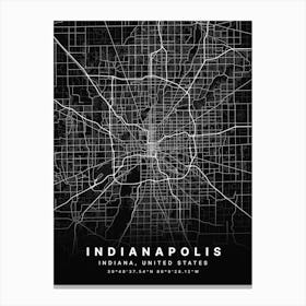 Indianapolis Indiana USA Black Map Canvas Print