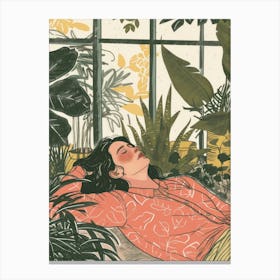 Girl In A Greenhouse Canvas Print