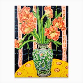 Flowers In A Vase Still Life Painting Gladiolus 2 Canvas Print