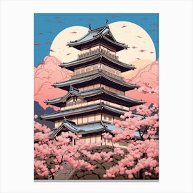 Matsumoto Castle, Japan Vintage Travel Art 3 Canvas Print