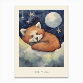 Baby Red Panda 4 Sleeping In The Clouds Nursery Poster Canvas Print
