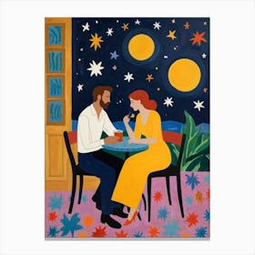 Couple At A Cafe Canvas Print