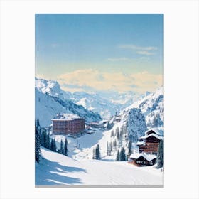 Engelberg, Switzerland Vintage Skiing Poster Canvas Print
