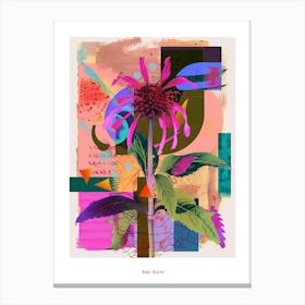 Bee Balm 4 Neon Flower Collage Poster Canvas Print