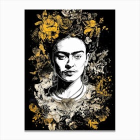 Frida  black and white portrait Canvas Print