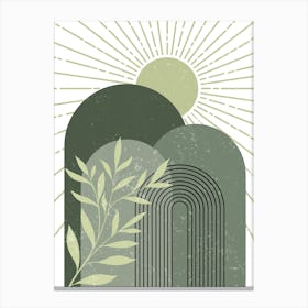 Graphic, Design, Sun, Arches, Leaves, Branches Canvas Print