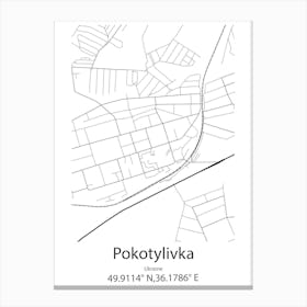 Pokotylivka,Ukraine Minimalist Map Stampe su tela