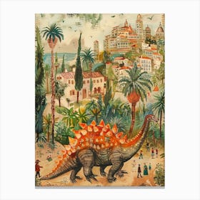 Dinosaur In An Ancient Village 2 Canvas Print