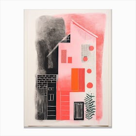 A House In Lisbon, Abstract Risograph Style 4 Canvas Print