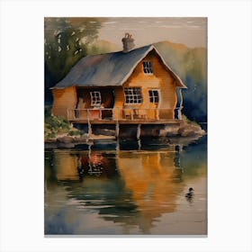 House On The Lake Wall Art Above Tv Canvas Print