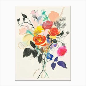 Rose 5 Collage Flower Bouquet Canvas Print