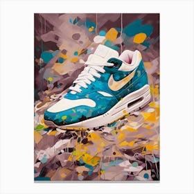 Airmax 1 Blue Yellow Nike Sneakers Painting Poster Canvas Print