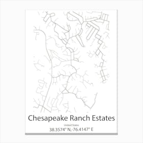 Chesapeake,United States Minimalist Map 1 Canvas Print