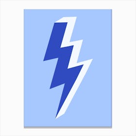 Triple Lightning Thunder Bolt in Blue Canvas Print