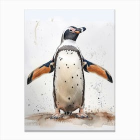 Humboldt Penguin Gold Harbour Watercolour Painting 3 Canvas Print