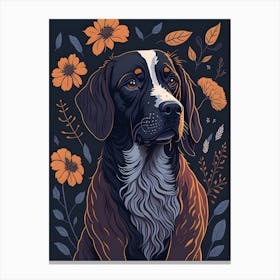 Floral Dog Portrait Boho Minimalism (38) Canvas Print