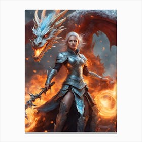 Dragon And A Woman Canvas Print