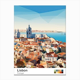 Lisbon, Portugal, Geometric Illustration 3 Poster Canvas Print