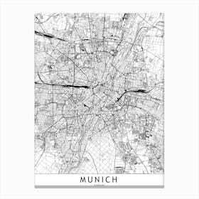 Munich White Map Canvas Print