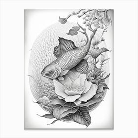 Ogon Koi Fish Haeckel Style Illustastration Canvas Print